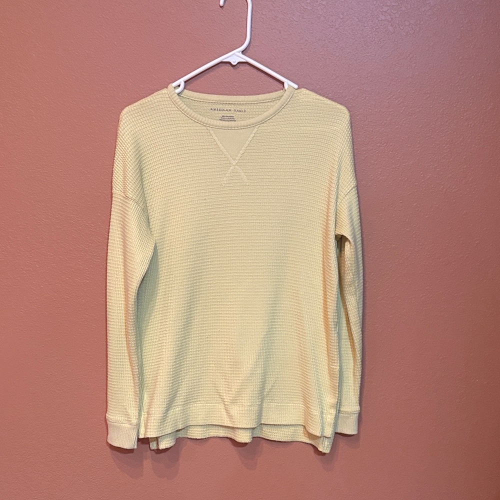 American Eagle Outfitters Soft Yellow Crewneck Sweater